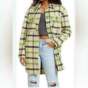 BP. Brushed Plaid Oversize Shirt Jacket